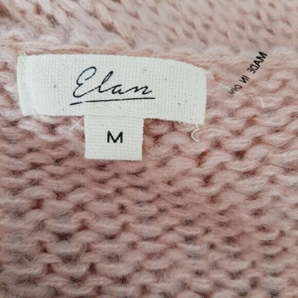 ELAN "Love" V-neck Pullover Knit Sweater Top Light Pink Sz M - Picture 14 of 15